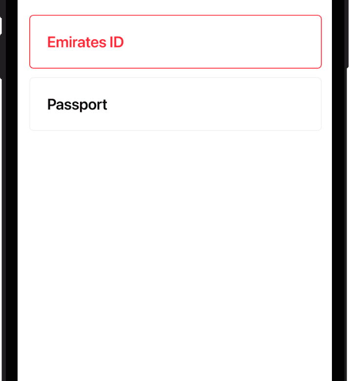 Dubai Financial Market mobile investor identity verification screen