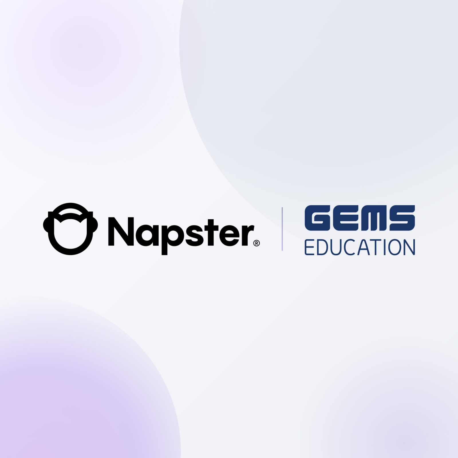 Napster and GEMS Education partnership graphic for AI agents and digital personas in education